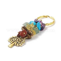 Chakra Natural Gemstone Chip Pendant Keychain&nbsp;KEYC-JKC00414-01