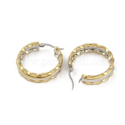 PVD Vacuum Plating 201 Stainless Steel Two Tone Twist Hoop Earrings for Women&nbsp;EJEW-F345-22GP