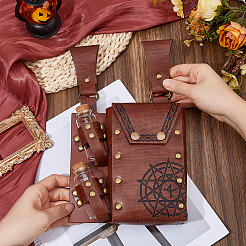 Rectangle PU Leather Medieval Waist Belt Bag with 2Pcs Glass Potion Bottles&nbsp;AJEW-WH0752-297B