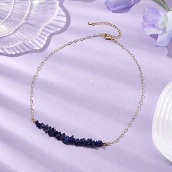 Natural Lapis Lazuli Chip Bib Necklaces&nbsp;NJEW-JN04950-03