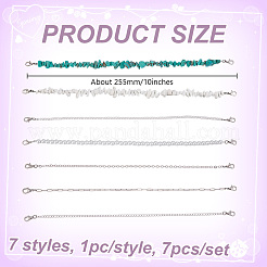 7Pcs 7 Styles Synthetic Turquoise & Glass Pearl & Brass Cap Chain&nbsp;AJEW-GO00036