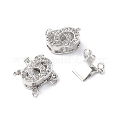 Rack Plating Brass Micro Pave Clear Cubic Zirconia Box Clasps&nbsp;KK-E073-03P