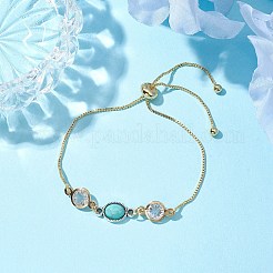 Resin & Glass Oval Links Slider Bracelets&nbsp;BJEW-JB10385
