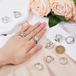 10Pcs 10 Style Alloy & Stainless Steel Open Cuff Ring&nbsp;RJEW-FI0001-13