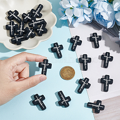 10Pcs Cross with Word Jesus Silicone Beads&nbsp;SIL-OC0001-21