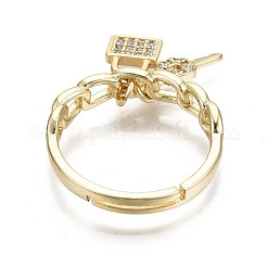 Adjustable Brass Micro Pave Clear Cubic Zirconia Finger Rings&nbsp;RJEW-S044-142-NF