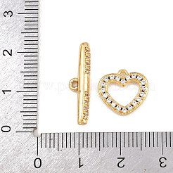 Heart Brass Micro Pave Clear Cubic Zirconia Toggle Clasps&nbsp;KK-G548-37G