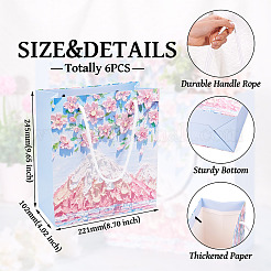 6Pcs Rectangle Paper FLower Gift Bags with Rope Handles&nbsp;ABAG-TA0001-29C