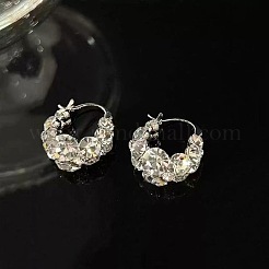 Brass & Crystal Rhinestone Hoop Earrings&nbsp;FS-WG0779A-01