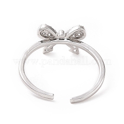 Clear Cubic Zirconia Bowknot Open Cuff Ring&nbsp;RJEW-I094-07P