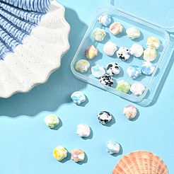 26Pcs 6 Colors Shell Shape Glazed Porcelain Beads&nbsp;PORC-FS0001-35