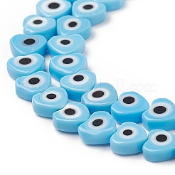 Handmade Evil Eye Lampwork Beads Strands&nbsp;LAMP-F023-B14