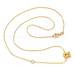 304 Stainless Steel Micro Pave Cubic Zirconia Pendant Necklaces&nbsp;NJEW-H017-01G-R