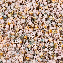 Spray Painted Picasso Cylinder Glass Seed Beads&nbsp;GLAA-T028-12A-05