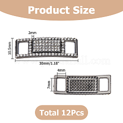 12Pcs Alloy Glass Rhinestone Shoelace Buckle&nbsp;FIND-HS0002-48B