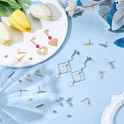 40Pcs 2 Colors 201 Stainless Steel Oval Stud Earring Findings&nbsp;STAS-SC0021-23