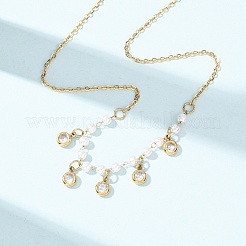 304 Stainless Steel Crystal Rhinestone Pendant Necklaces for Women&nbsp;NJEW-F378-01G-03