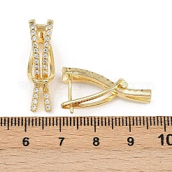 Brass Micro Pave Clear Cubic Zirconia Line Hoop Earrings&nbsp;EJEW-G446-02G