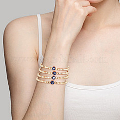 5Pcs Brass Beaded Stretch Bracelets Set&nbsp;BJEW-AN0001-03