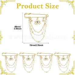 5Pcs Rhinestone Eye & Alloy Star Charms Safety Pin Brooch&nbsp;JEWB-CJ0003-44