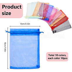 100Pcs 10 Colors Organza Bags Jewellery Storage Pouches Wedding Favour Party Mesh Drawstring Gift&nbsp;OP-SP0001-02
