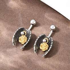 316 Stainless Steel Curved Barbell Dangle Belly Rings&nbsp;AJEW-C044-01
