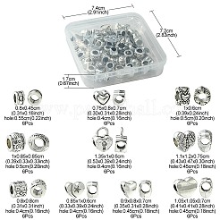 60Pcs 10 Styles Tibetan Style Alloy European Beads&nbsp;MPDL-FS0001-02A