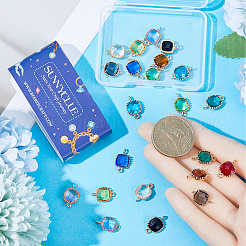 24Pcs 12 Colors Faceted Glass Connector Charms&nbsp;GLAA-SC0001-90