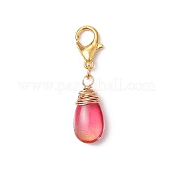 Wire Wrapped Glass Teardrop Pendant Decorations&nbsp;HJEW-JM02974-02