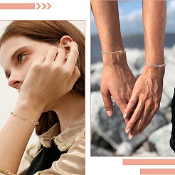 2Pcs 2 Colors 304 Stainless Steel Paperclip Chain Bracelets for Women&nbsp;BJEW-TADJ0001-01
