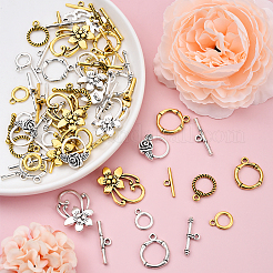 40 Sets 8 Styles Tibetan Style Alloy Toggle Clasps&nbsp;TIBE-YW0001-69C