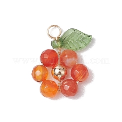 5Pcs 5 Styles Natural Amethyst & Lapis Lazuli & Apatite & Citrine & Carnelian Faceted Round Pendants&nbsp;PALLOY-TA00141