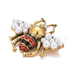 Bee Enamel Pin with Rhinestone & Resin Pearl&nbsp;JEWB-A004-26AG