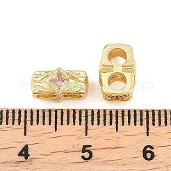 Brass Micro Pave Clear Cubic Zirconia Slide Charms&nbsp;KK-Z151-05G