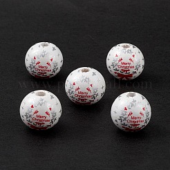 Printed Natural Wood European Beads&nbsp;LS-WOOD-C015-06C