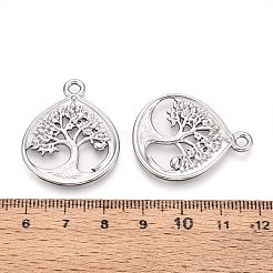 304 Stainless Steel Teardrop with Tree of Life Pendants&nbsp;STAS-T067-35P