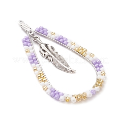 Bohemia Style Glass Seed Beaded Teardrop with Feather Pendants&nbsp;PALLOY-MZ00589-02