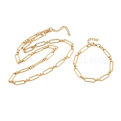 304 Stainless Steel Paperclip Chains Bracelet & Necklace Jewelry Sets&nbsp;SJEW-L199-02G