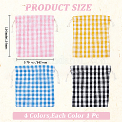 4Pcs 4 Colors Tartan Linen Storage Bags&nbsp;ABAG-CY0001-08