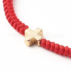 Cross Brass Beads Adjustable Nylon Thread Cord Bracelets&nbsp;BJEW-JB06396