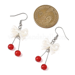 Bowknot ABS Plastic Imitation Pearl Dangle Earrings&nbsp;EJEW-JE06767