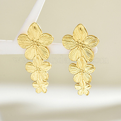 Exaggerated 201 Stainless Steel Flower Dangle Stud Earrings&nbsp;PT2321