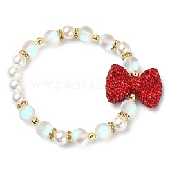 3Pcs 3 Color Synthetic Moonstone & Hematite & Plastic Pearl Beaded Stretch Bracelets Set&nbsp;BJEW-JB09507