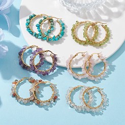 Natural Mixed Gemstone Hoop Earring&nbsp;EJEW-JE05708