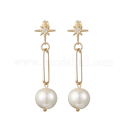 304 Stainless Steel Glass Star with Round Dangle Stud Earrings&nbsp;EJEW-JE06481-01