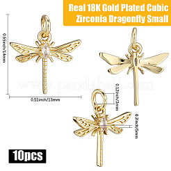 10Pcs Brass Micro Pave Clear Cubic Zirconia Pendants&nbsp;KK-BBC0021-84