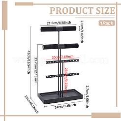4-Tier Wood & Velvet Jewelry Towers Stands Jewelry Organizer Holder with Tray for Watch&nbsp;ODIS-WH0106-20EB