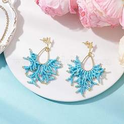 3 Pairs Handmade Glass Seed Beads Dangle Stud Earrings&nbsp;EJEW-MZ00564