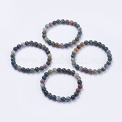 Natural Indian Agate Beaded Stretch Bracelets&nbsp;BJEW-I253-8mm-11