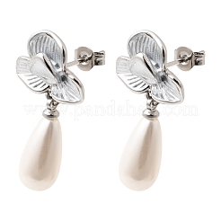 Brass Enamel Stud Dangle Earrings&nbsp;KK-CBAB173-02A-P